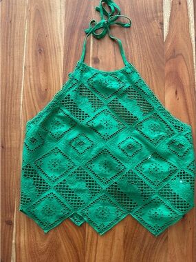 Free People Handkerchief like Green Halter Top, NWT, Sz M
